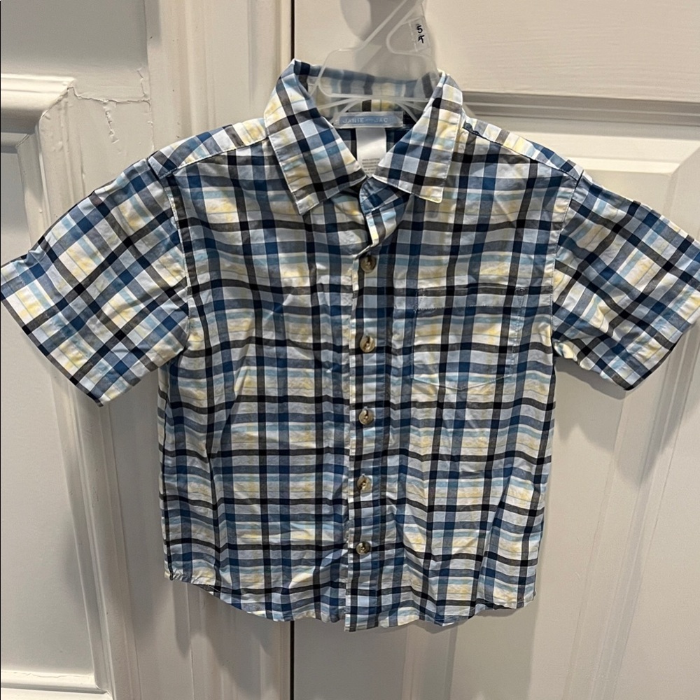 Janie & JACK SIZE 3T Blue and White /yellow Button Down Shirt